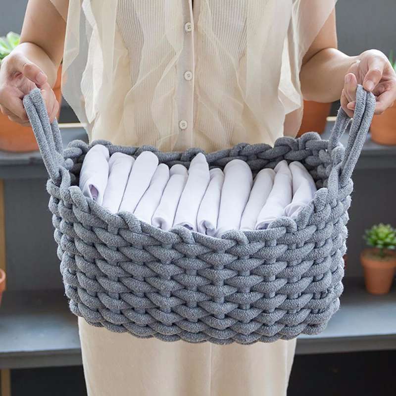 Jual Lans Linen Crotch Storage Baskets Handmade Clothes Laundry Basket Natural Fabric Baby Toys Desktop Small Organizer Box Large Online November 2020 Blibli Com