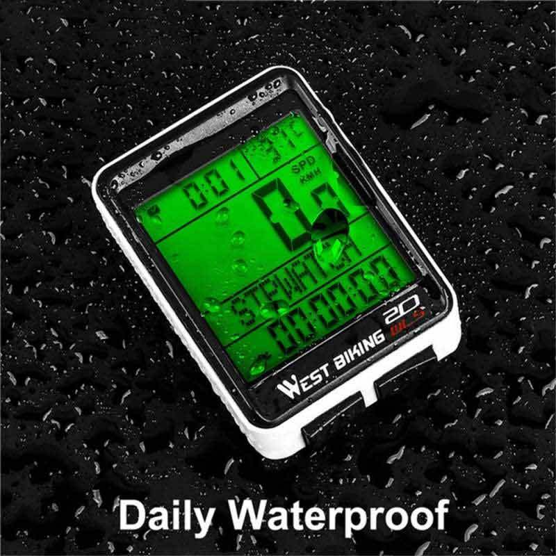 oem west biking computer wireless waterproof cycling computer with backlight large hd lcd screen display bicycle speedometer