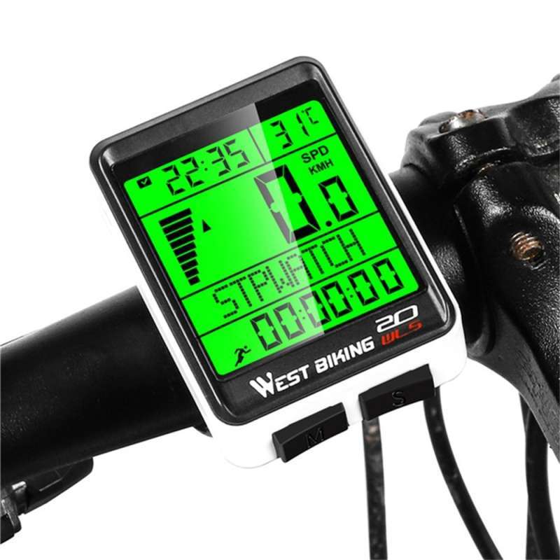 oem west biking computer wireless waterproof cycling computer with backlight large hd lcd screen display bicycle speedometer