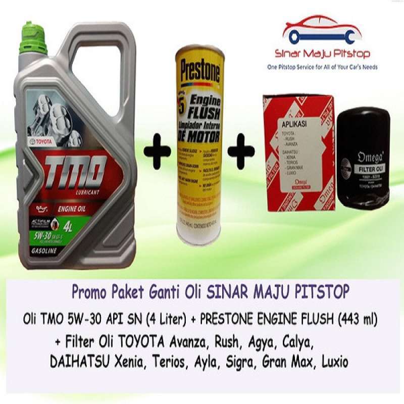 Jual Tmo 5w 30 Api Sn Paket Ganti Oli Mobil For Toyota Avanza Rush Agya Calya 4 L Filter Oli Prestone Engine Flush Online Februari 2021 Blibli