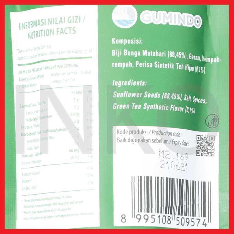 Jual Kuaci Rebo Green Tea Biji Bunga Matahari [70 g] di ...