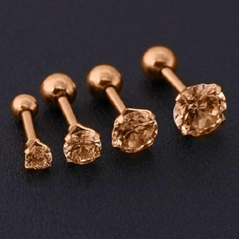 Jual Bluelans Men Women Diamond Rhinestone Cartilage Tragus Bar Helix Upper Ear Earring Stud Jewelry Rose Gold Champagne 3 Mm Online November 2020 Blibli Com