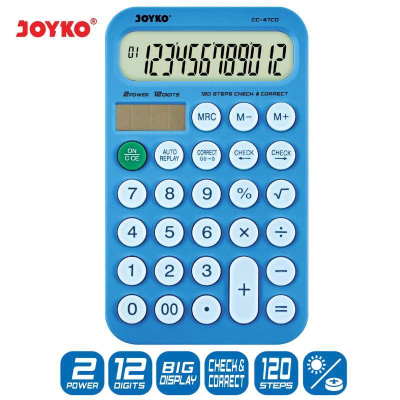 Jual Calculator Kalkulator Joyko Cc 47co Blue 12 Digits Check Correct Online April 2021 Blibli