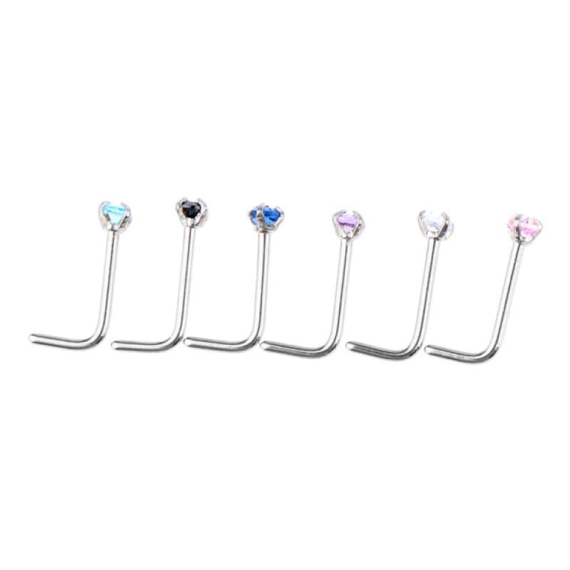 6pcs 2 mm CRYSTAL Mixed Color L-en Forme de Nez Helix Piercing en acier inoxydable 6pcs 2 mm CRYSTAL Mixed Color L-en Forme de Nez Helix Piercing en acier inoxydable