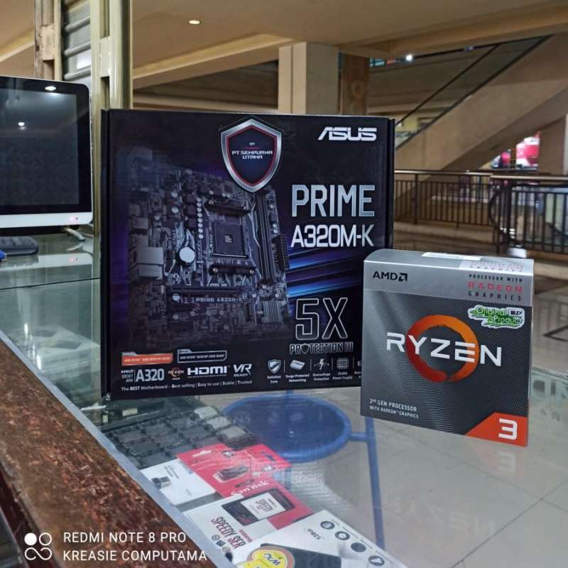 Ryzen 3 3200G ASUS 治さ A320M-K DDR4メモリ3点セット