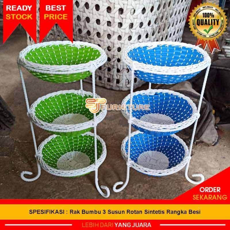 Jual Rak Tempat Bumbu Dapur Bawang Jahe Tomat Ketumbar Kunir Rotan Sintetis 3 Susun Online September 2020 Blibli Com