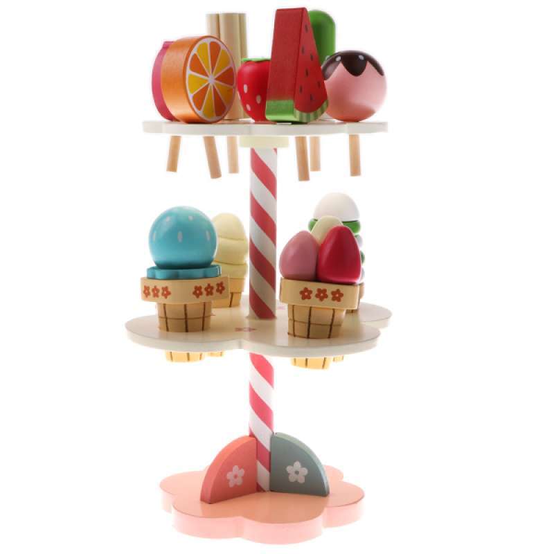 wooden toy kitchen food