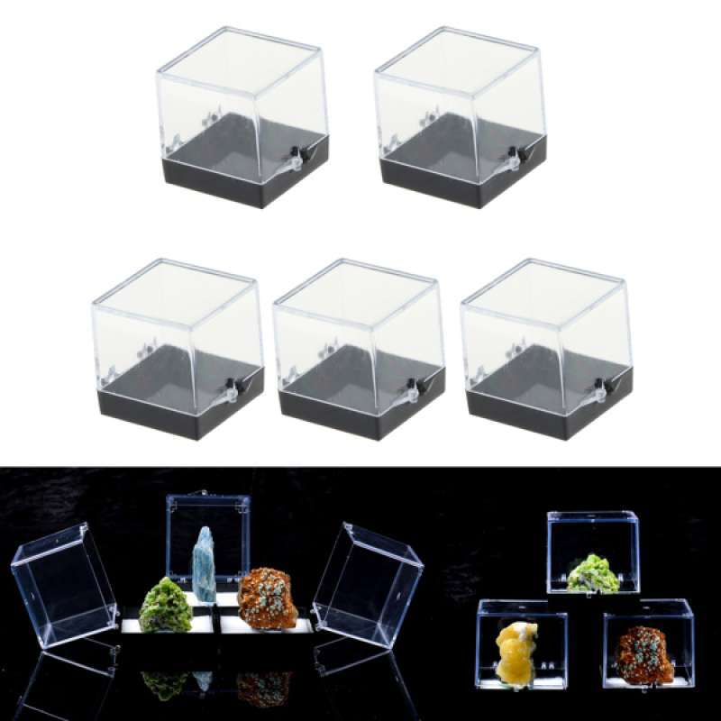 6Pack Clear Display Show Case Acrylic Box Cube for Rock Mineral Collections 