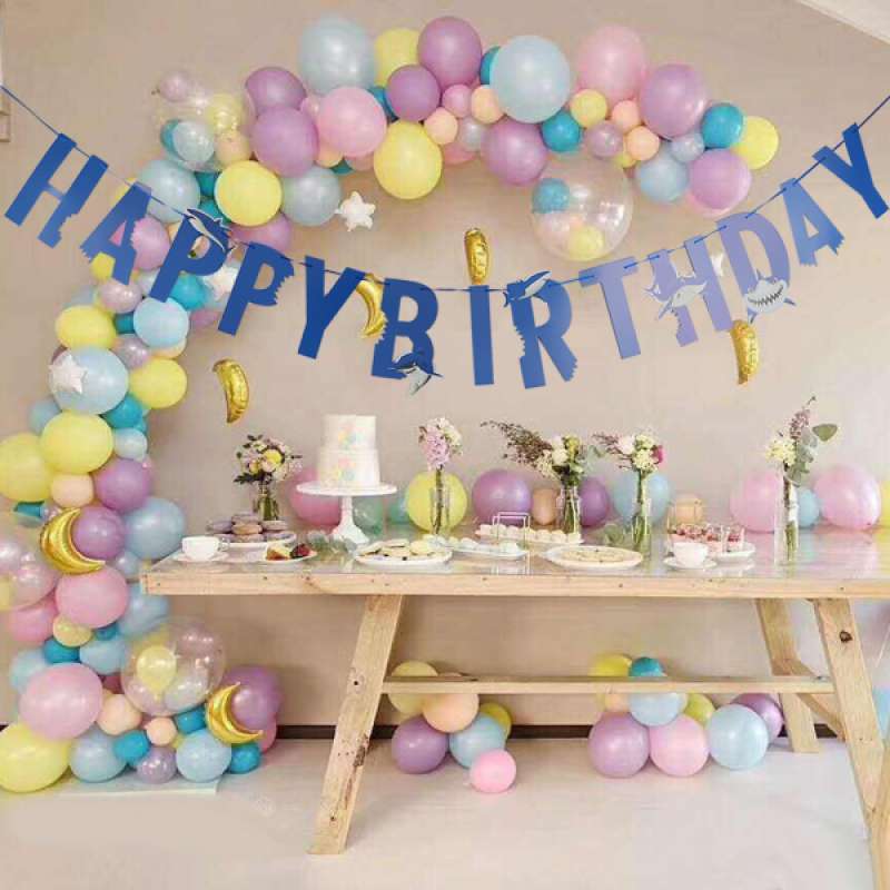 Jual Happy Birthday Letter Shark Paper Bunting Banner Baby Shower Kids Room Decor Online Maret 2021 Blibli