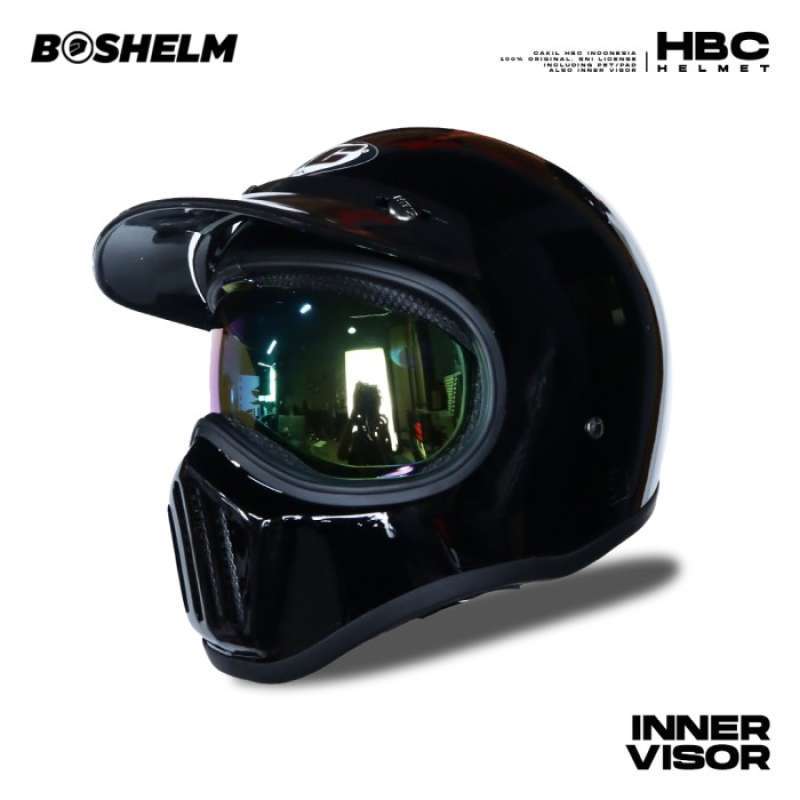 Promo Helm Cakil Hbc Inner Visor Hitam Glossy Helm Retro Helm Full