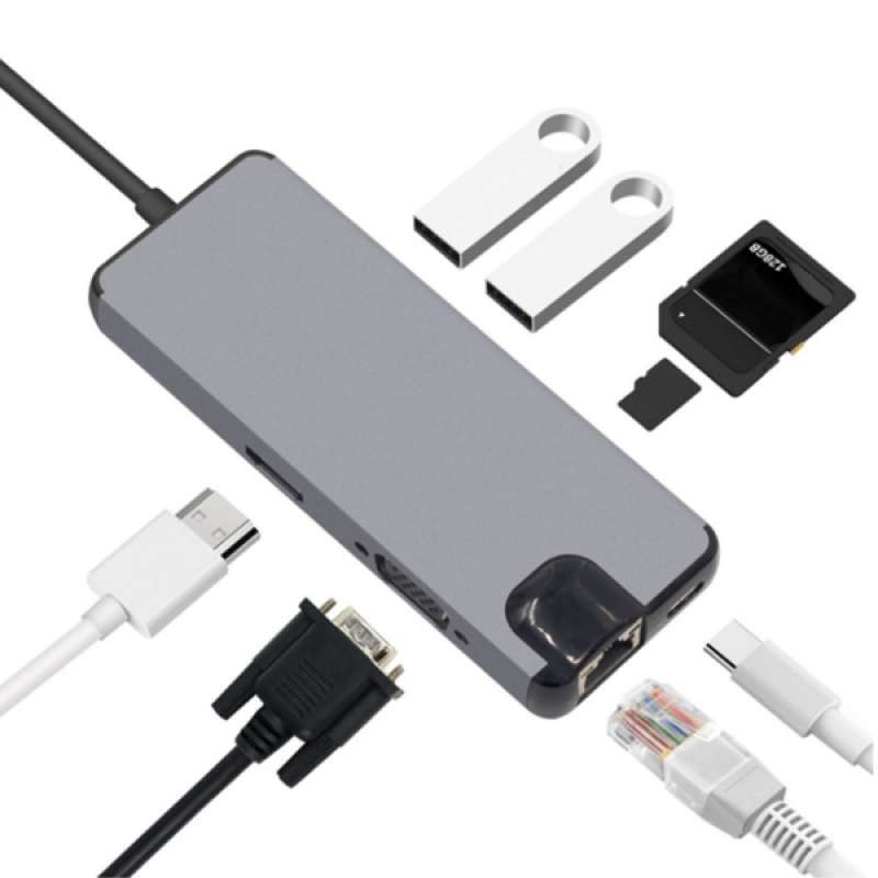 Jual Aluminum Type C Pro Hub Adapter To 4k Hdmi Rj45 Card Reader Usb 3 0 Port Online November 2020 Blibli