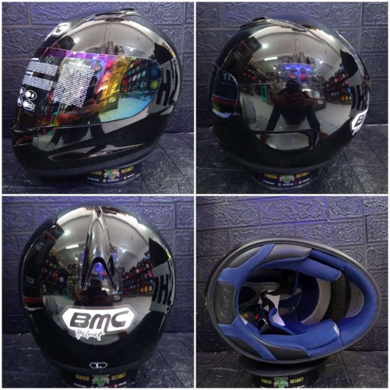Promo Helm Full Face Murah Bmc Full Star Motif Seri 2 White Blue