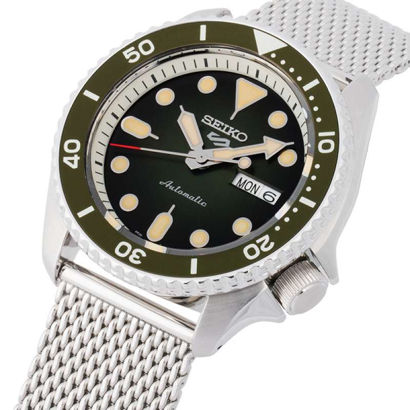 Jual Seiko 5 Sports Srpd75k1 Automatic Green Sunburst Dial Silver Mesh Strap Online November 2020 Blibli