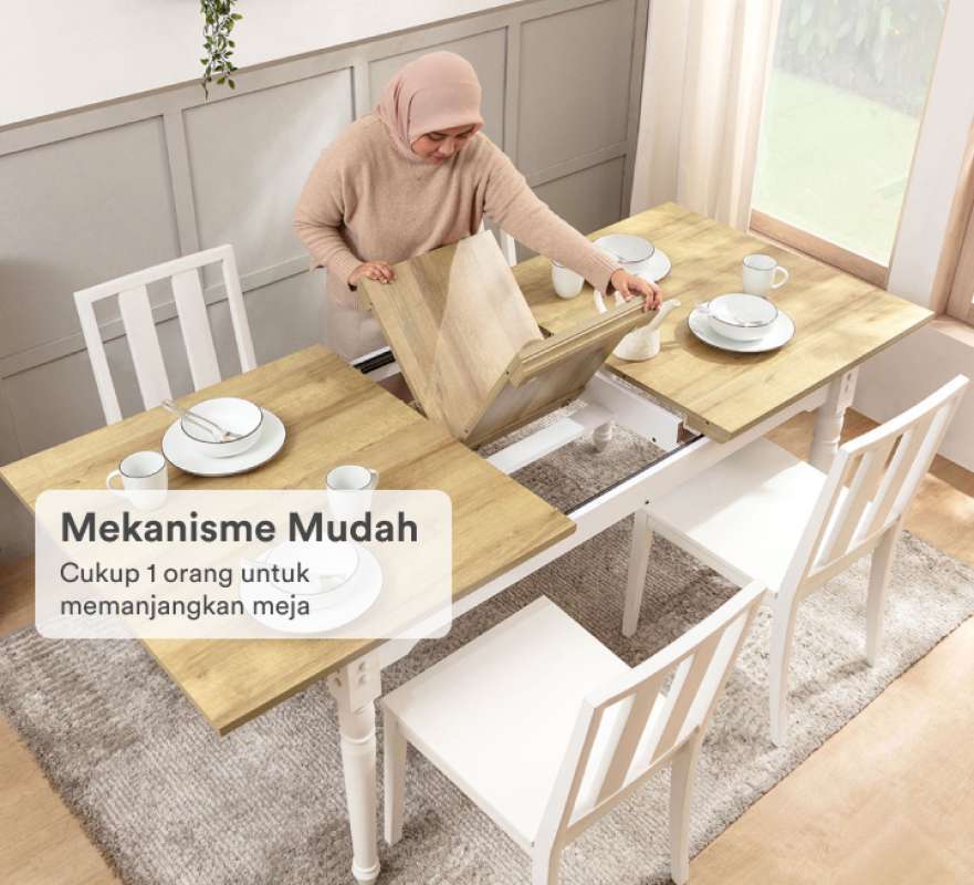 Promo Dekoruma KANOU Meja Makan Extendable Dining Table Diskon