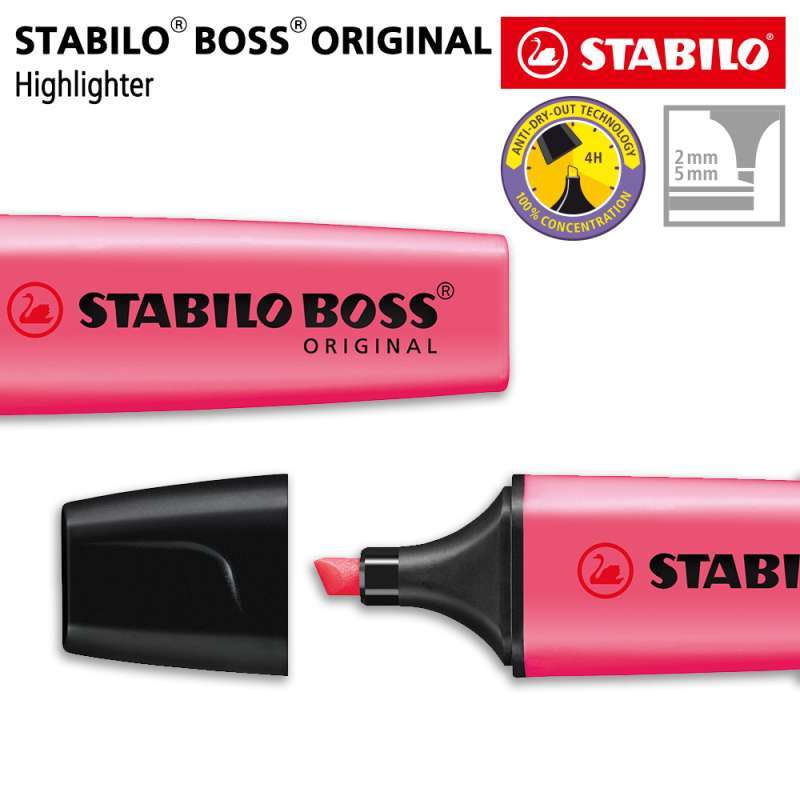 STABILO BOSS ORIGINAL Pink Highlighter Warna Merah Muda