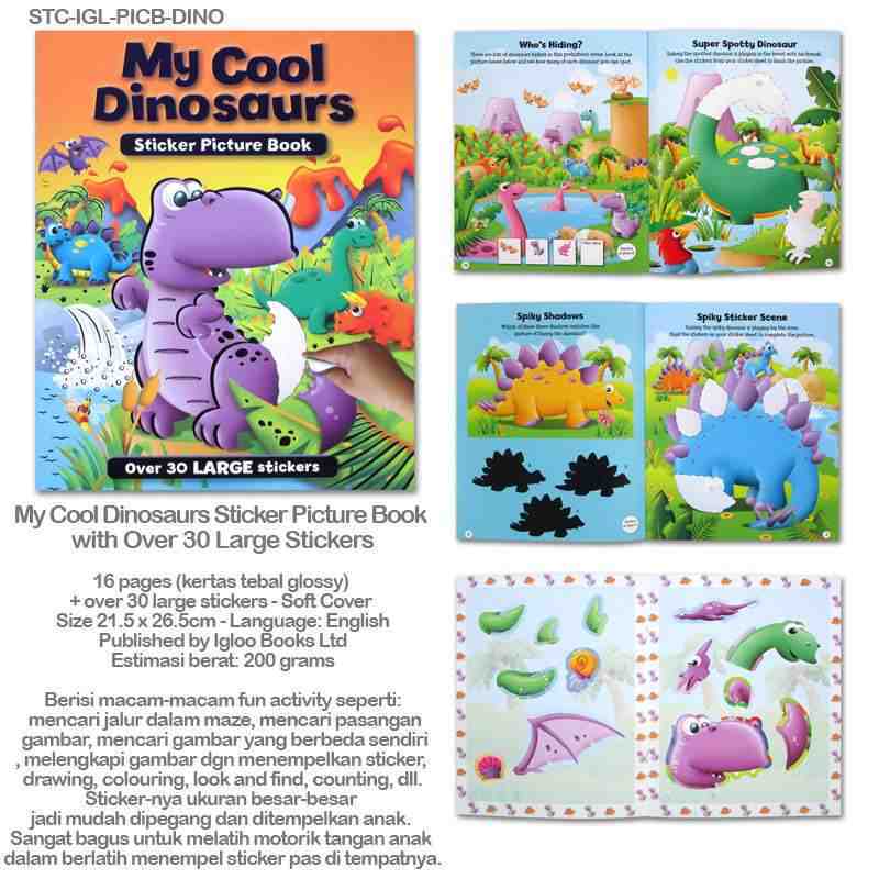 Jual My Cool Dinosaurs Sticker Picture Book With Over 30 Large Stickers Online Oktober 2020 Blibli Com