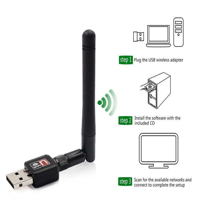 Jual Free Ship/ Portable Network Card USB WiFi Adapter 150mbps 2dB PC Wi-Fi  Antenna WiFi Dongle 2.4G USB Ethernet WiFi Receiver For PC Online Januari  2021 | Blibli