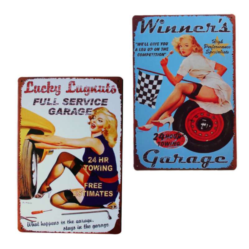 Jual 2x Vintage Metal Tin Sign Motor Plates Wall Art Poster Garage Decor Online Maret 2021 Blibli