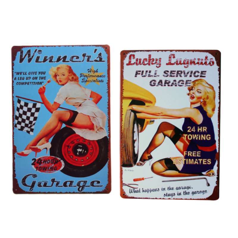 Jual 2x Vintage Metal Tin Sign Motor Plates Wall Art Poster Garage Decor Online Maret 2021 Blibli