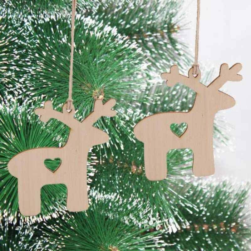 Jual 10pcs Christmas Tree Decorations Wooden Hanging Reindeers For Xmas Decor Online November 2020 Blibli Com