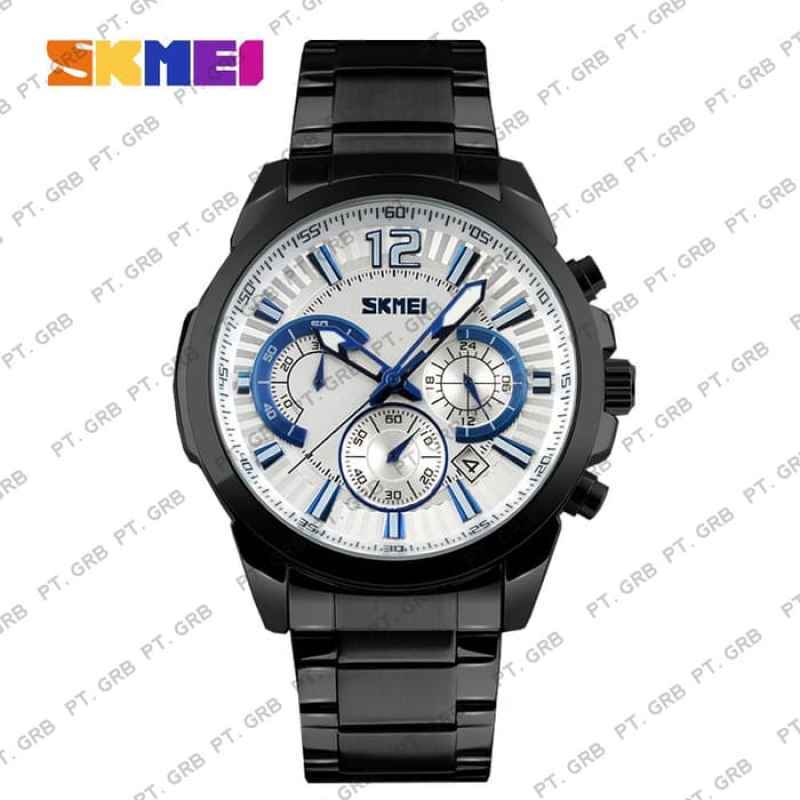 Jual Jam Tangan Pria Analog SKMEI 9108 Black Black Water Resistant