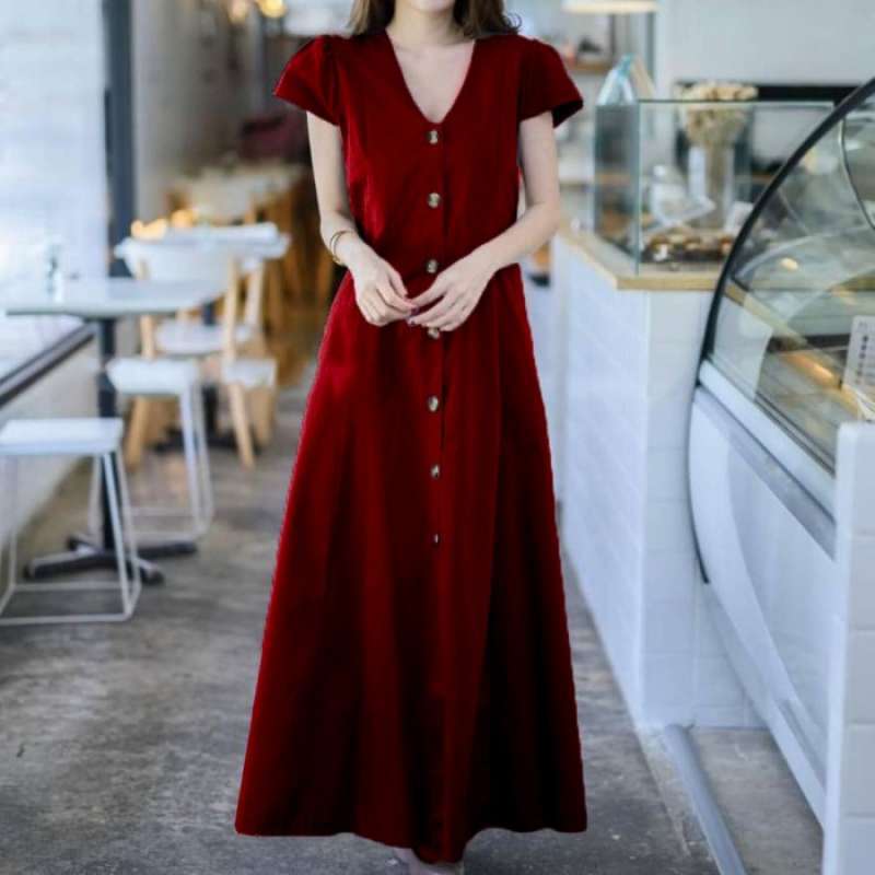 Long dress maroon sales