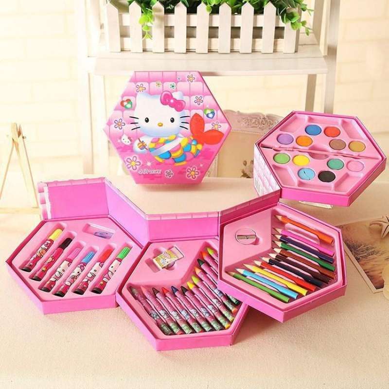 Jual Coloring Set Alat Mewarnai Anak Spidol Pensil Warna Krayon Cat Air Set Hadiah Kado Anak Pink Online Desember 2020 Blibli