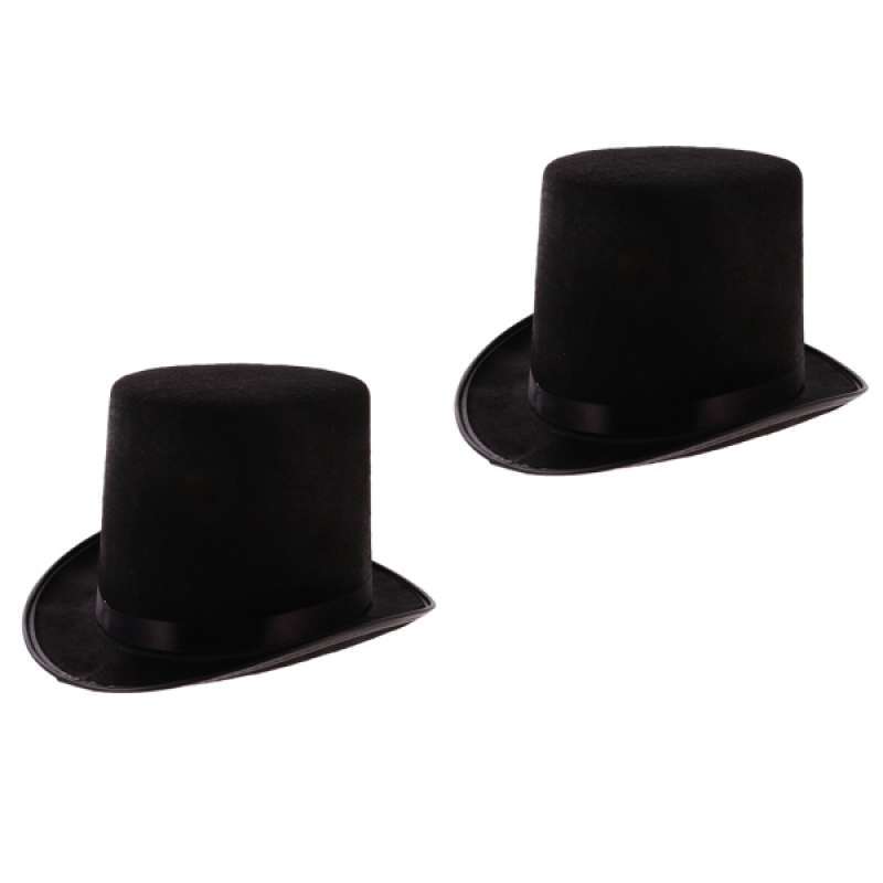 Promo 2pcs Black Tall Top Hat Magician 