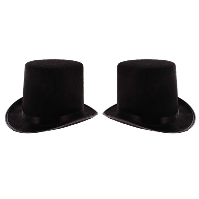 Promo 2pcs Black Tall Top Hat Magician 