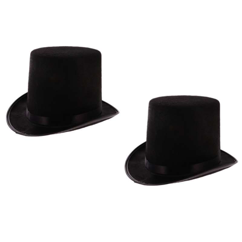 Promo 2pcs Black Tall Top Hat Magician 