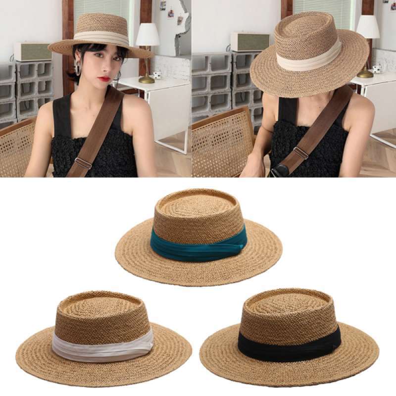 Jual 3pcs Womens Wide Brim Straw Panama 