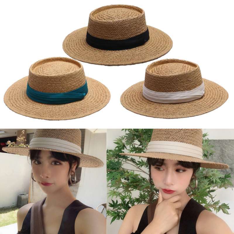 Jual 3pcs Womens Wide Brim Straw Panama 