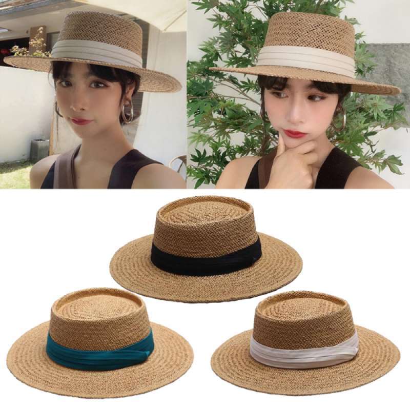 Jual 3pcs Womens Wide Brim Straw Panama 