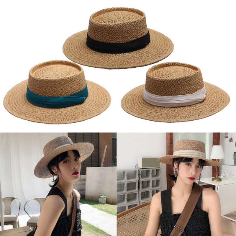 Jual 3pcs Womens Wide Brim Straw Panama 