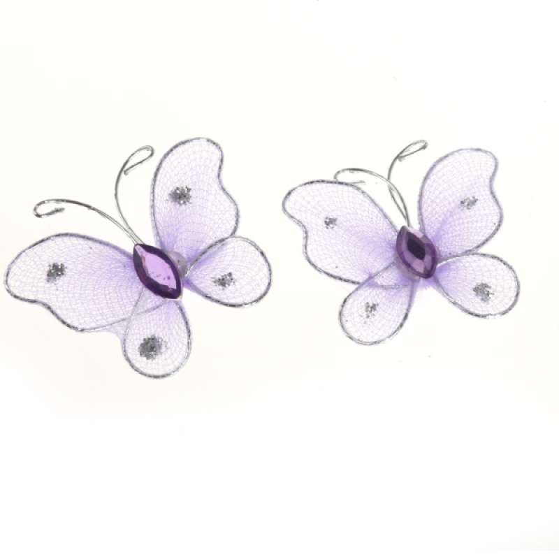 50pcs Wired Mesh Butterflies Decor Embellishments Glitter Craft Bows Rhinestones 