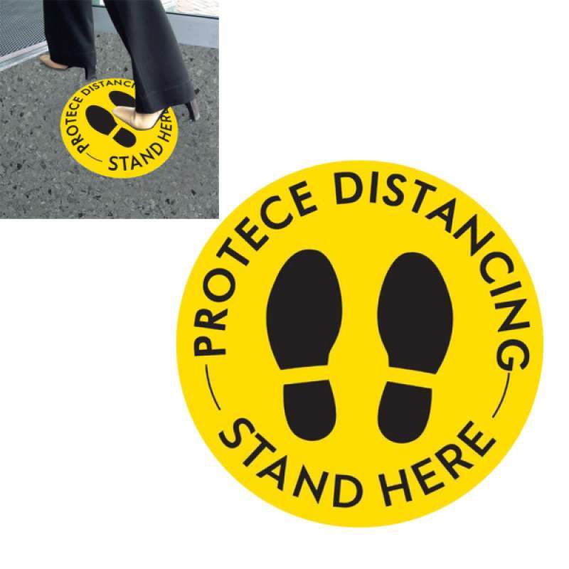 PVC Social Distancing Floor Signs Wait Here Stand Here Sticker Label Decal