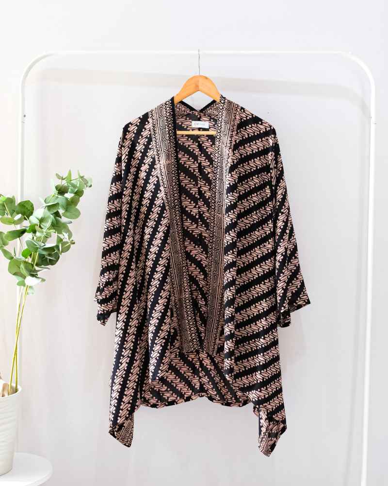 Jual ATASAN BATIK HITAM MODERN WANITA OUTER BATIK CARDIGAN BATIK