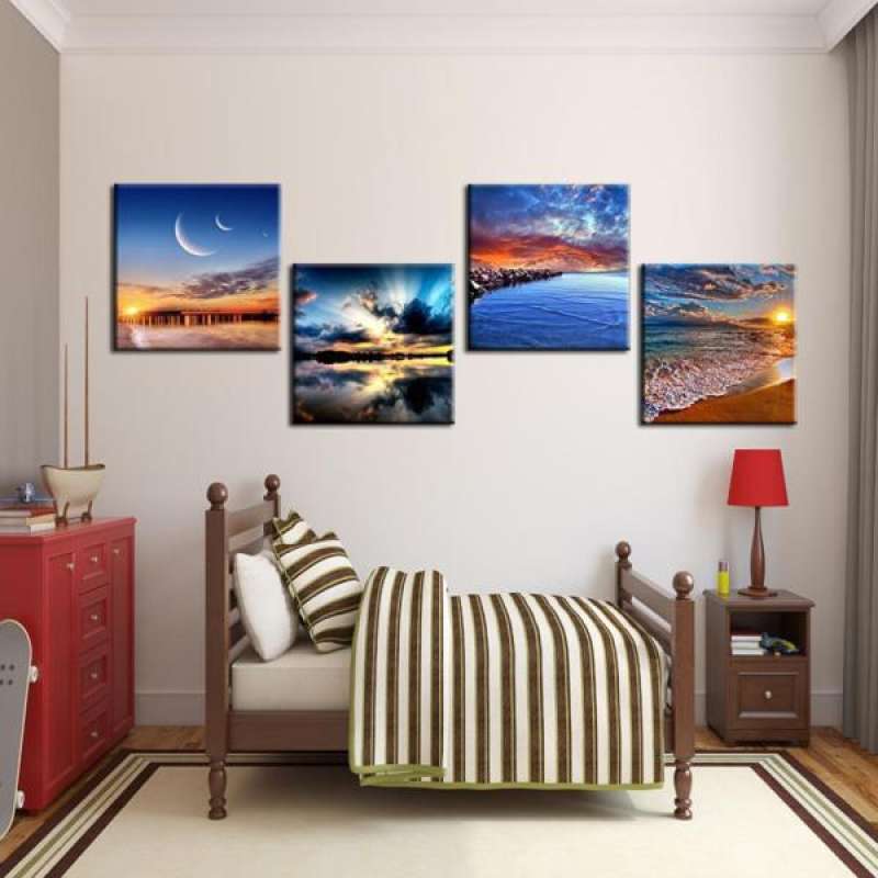 Jual 4 Panels Modern Landscape Unframed Canvas Print Wall Art Poster Home Decor Online November 2020 Blibli Com