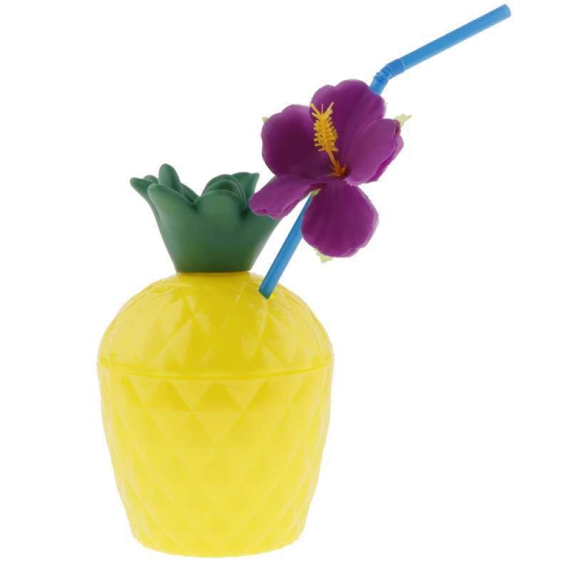 300ml Hawaiian Tropical Fruit Pineapple Cup with Straws Cocktail Party Decor 