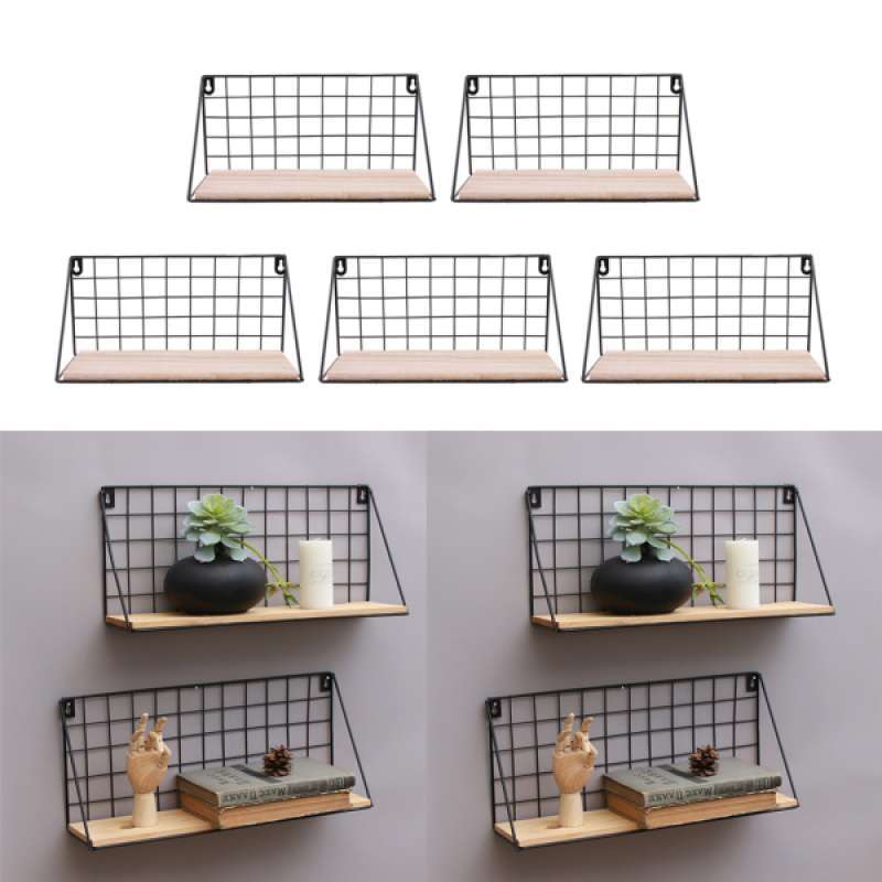 Jual 5x Diy Wall Mount Metal Wire Rack Holder Home Kitchen Storage Shelf Decor Online November 2020 Blibli Com
