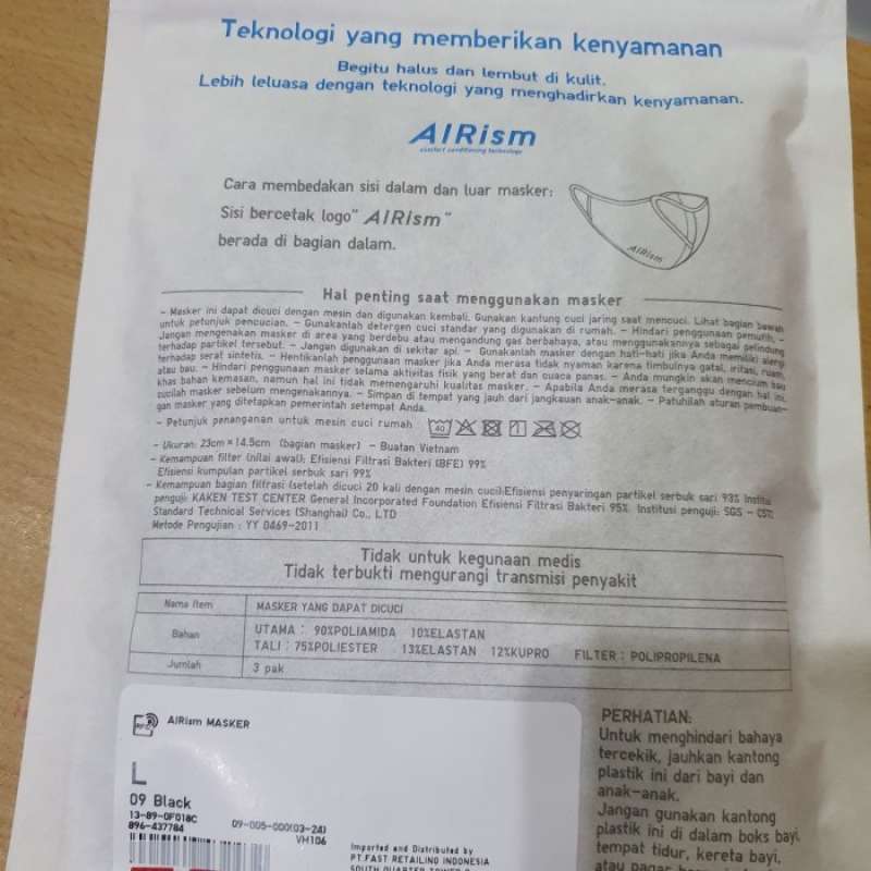 Jual Uniqlo Masker Airism Black 3 Pcs 100 Ori Uniqlo Online Oktober 2020 Blibli Com