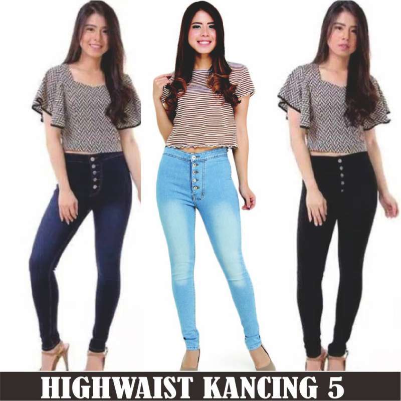 Promo KANCING 5 CELANA JEANS WANITA di 
