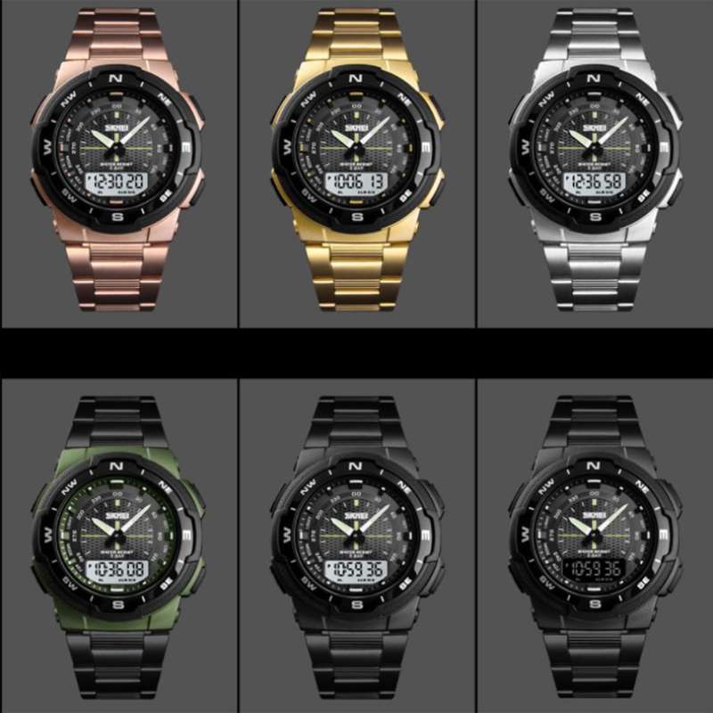 Jual Jam Tangan Pria Analog Dual Time Original SKMEI 1370 Anti Air