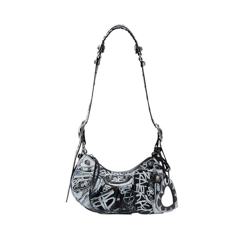 Jual Balenciaga Le Cagole XS Graffiti Shoulder Bag Black di Seller