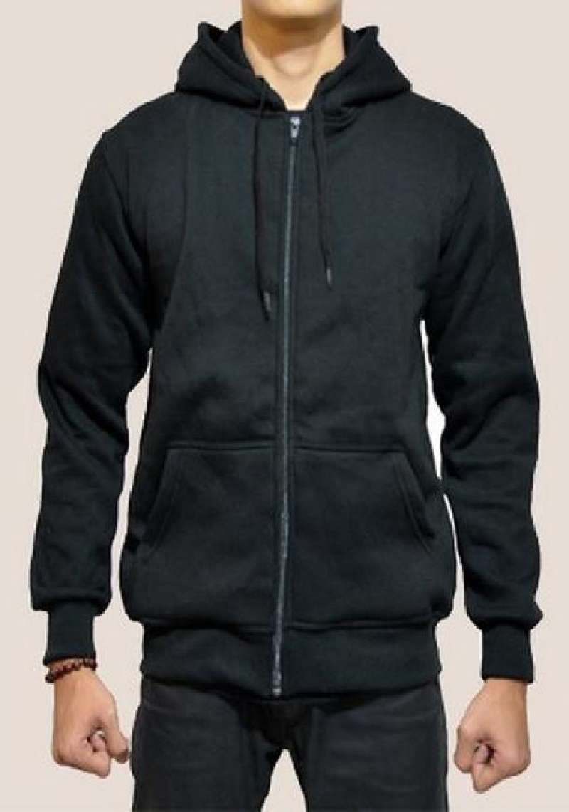 XXL Jaket Sweater Polos Hoodie Zipper Hitam Unisex