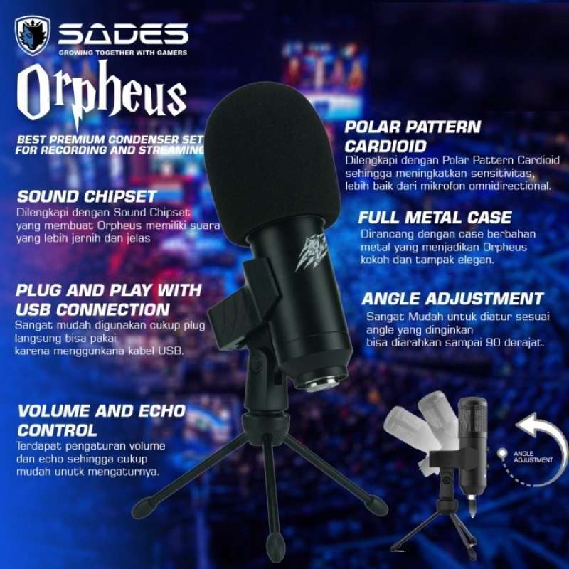 Jual Sades Orpheus Gaming Microphone di 