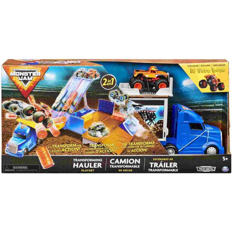 Jual Monster Jam Official 2 In 1 Transforming Hauler Playset With Exclusive 1 64 Scale El Toro Loco Die Cast Monster Truck Sm58737 Online Januari 2021 Blibli
