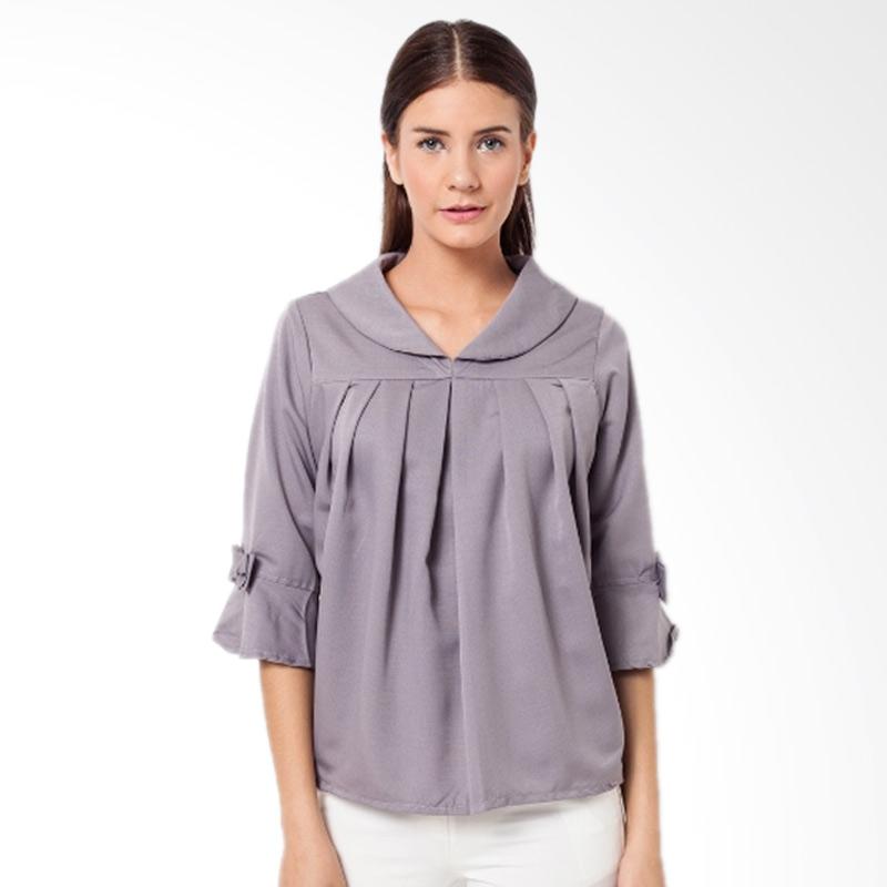 Duapola 26096 Collar Remple Bell Blouse Atasan Wanita - Abu-abu bawah
