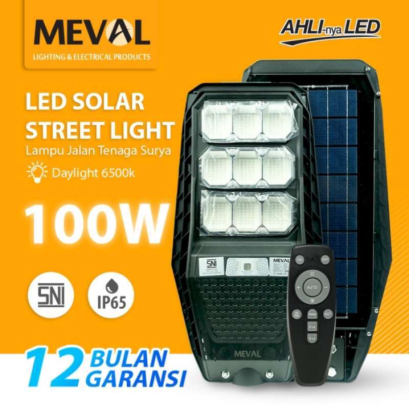 Promo MEVAL LAMPU JALAN PJU 100W Tenaga Surya Solar Street Light