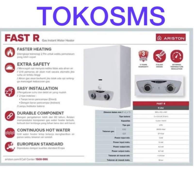 Jual Water Heater Ariston Fast R Gas t Model Paloma Rinnai Wasser Lpg di  Seller KSM Store - Kalibata, Kota Jakarta Selatan | Blibli